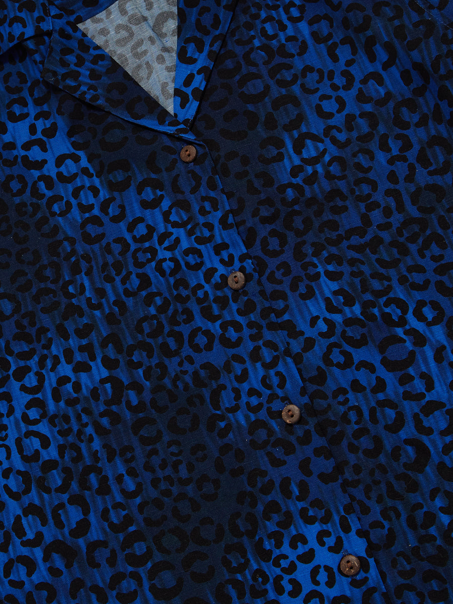 Womens Blue Leopard